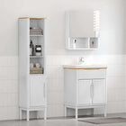 Bathroom cabinet set with shelf FLORO 2 pcs White Solid Pinewood