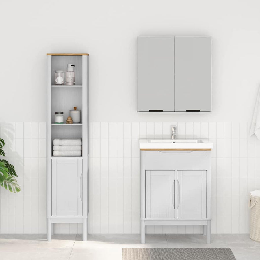 Badkamermeubelset met plank 2 pcs Wit Massief grenenhout