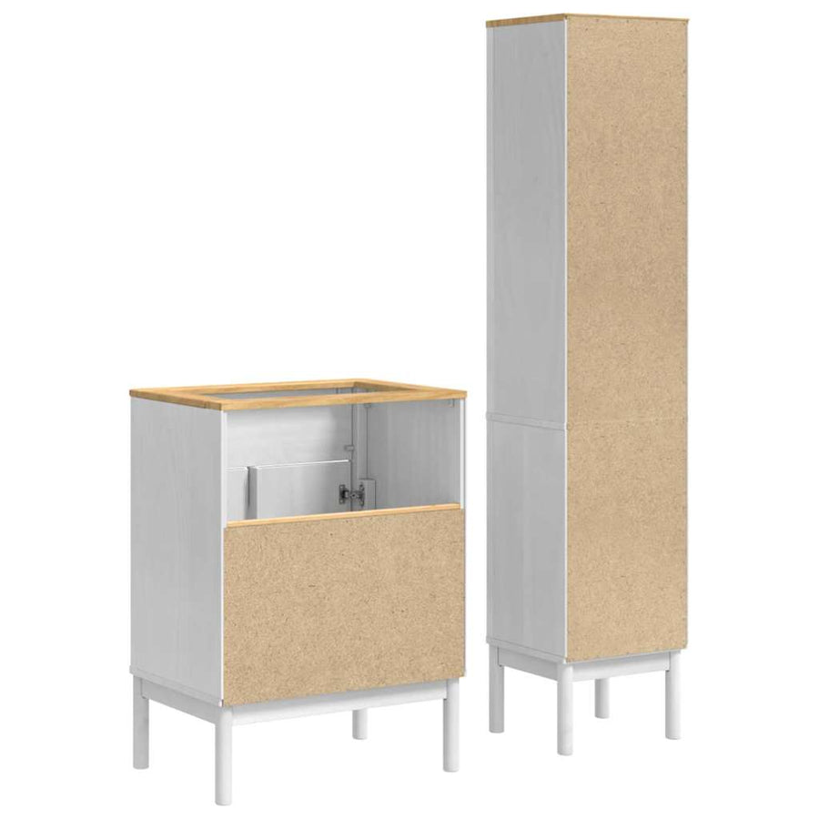 Badkamermeubelset met plank 2 pcs Wit Massief grenenhout