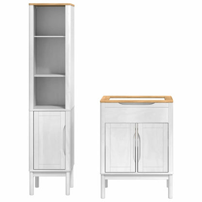 Badkamermeubelset met plank 2 pcs Wit Massief grenenhout
