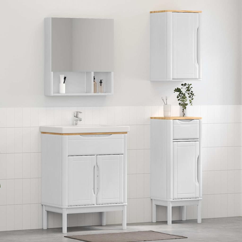 Badkamermeubelset met lade 3 pcs Wit Massief grenenhout
