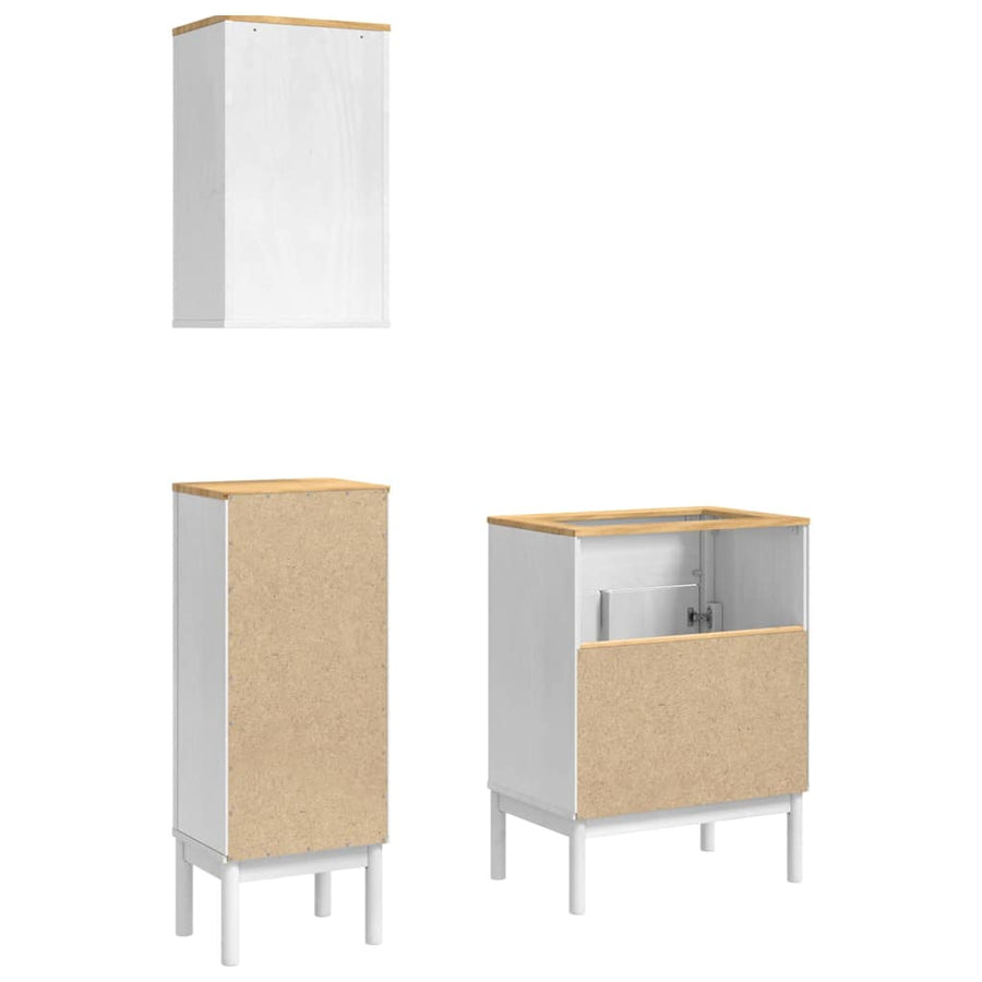 Badkamermeubelset met lade 3 pcs Wit Massief grenenhout