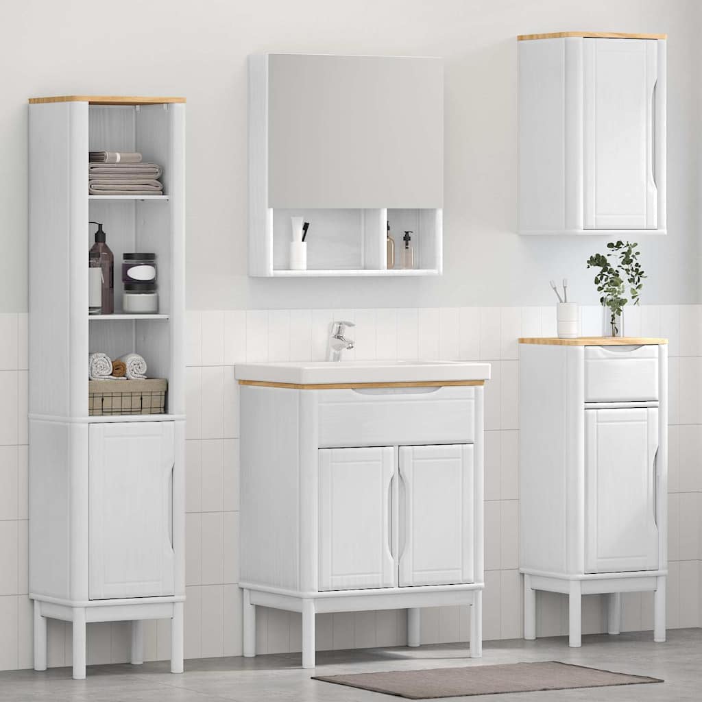 Badkamermeubelset met lade 4 pcs Wit Massief grenenhout