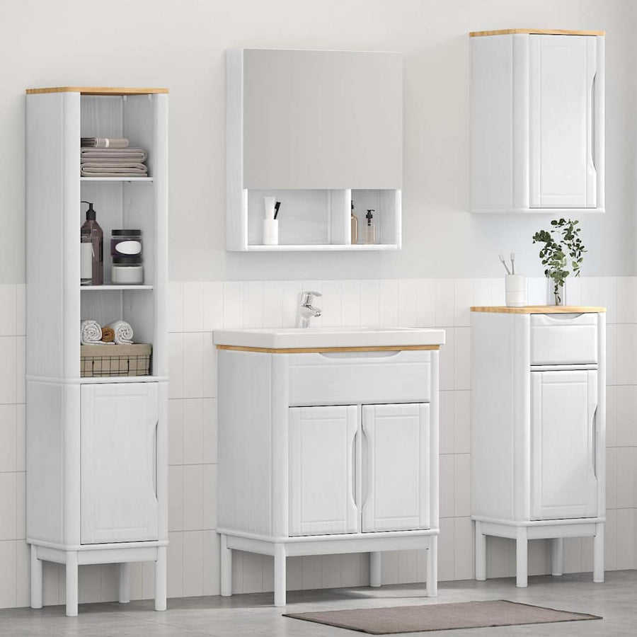 Badkamermeubelset met lade 4 pcs Wit Massief grenenhout