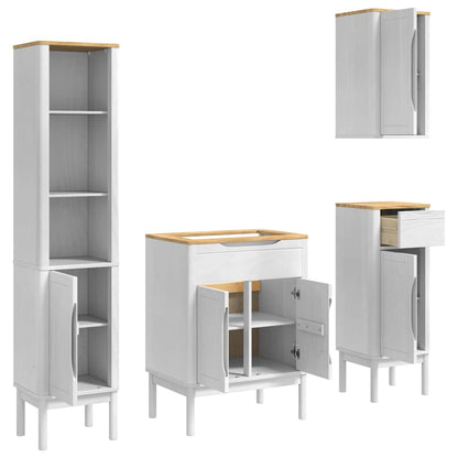 Badkamermeubelset met lade 4 pcs Wit Massief grenenhout