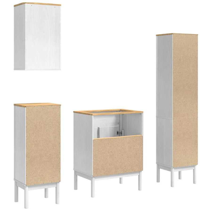 Badkamermeubelset met lade 4 pcs Wit Massief grenenhout