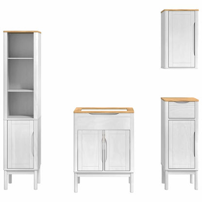 Badkamermeubelset met lade 4 pcs Wit Massief grenenhout
