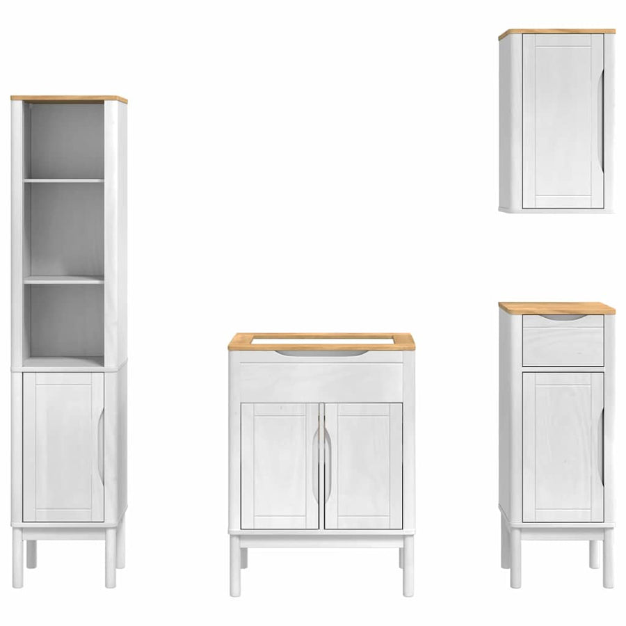 Badkamermeubelset met lade 4 pcs Wit Massief grenenhout