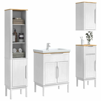 Badkamermeubelset met lade 4 pcs Wit Massief grenenhout