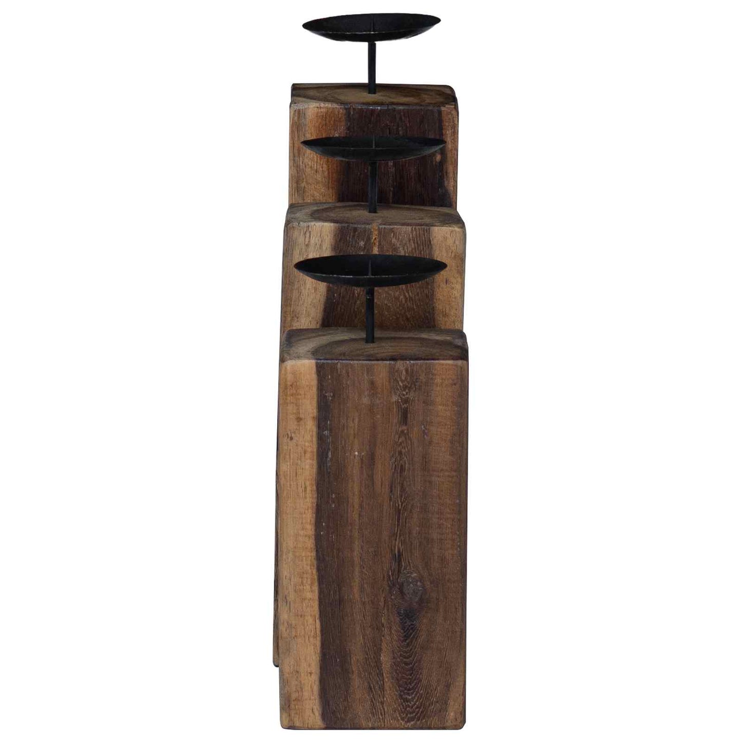 Kaarsenhouder 3 pcs Naturel Massief gerecycled hout