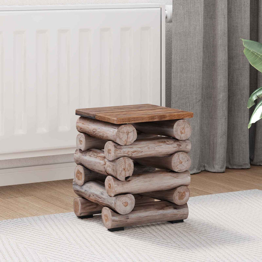 Kruk Naturel 30 x 30 x 38 cm Massief Teakhout