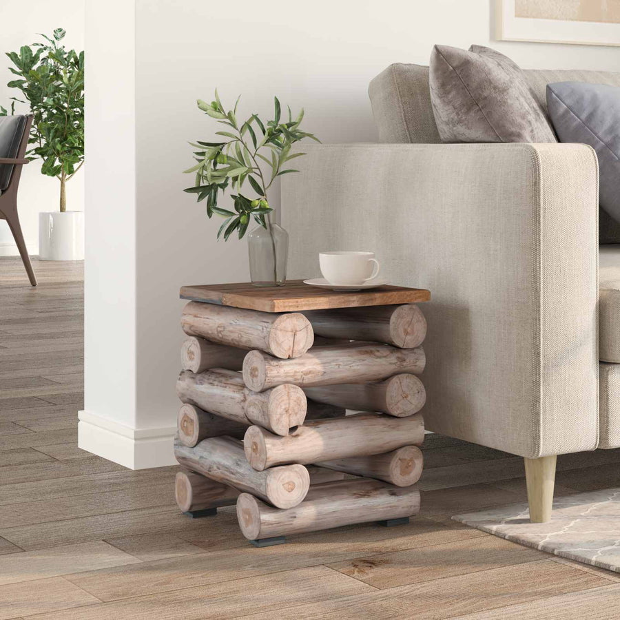 Kruk Naturel 30 x 30 x 38 cm Massief Teakhout