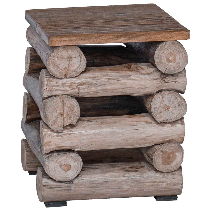 Kruk Naturel 30 x 30 x 38 cm Massief Teakhout