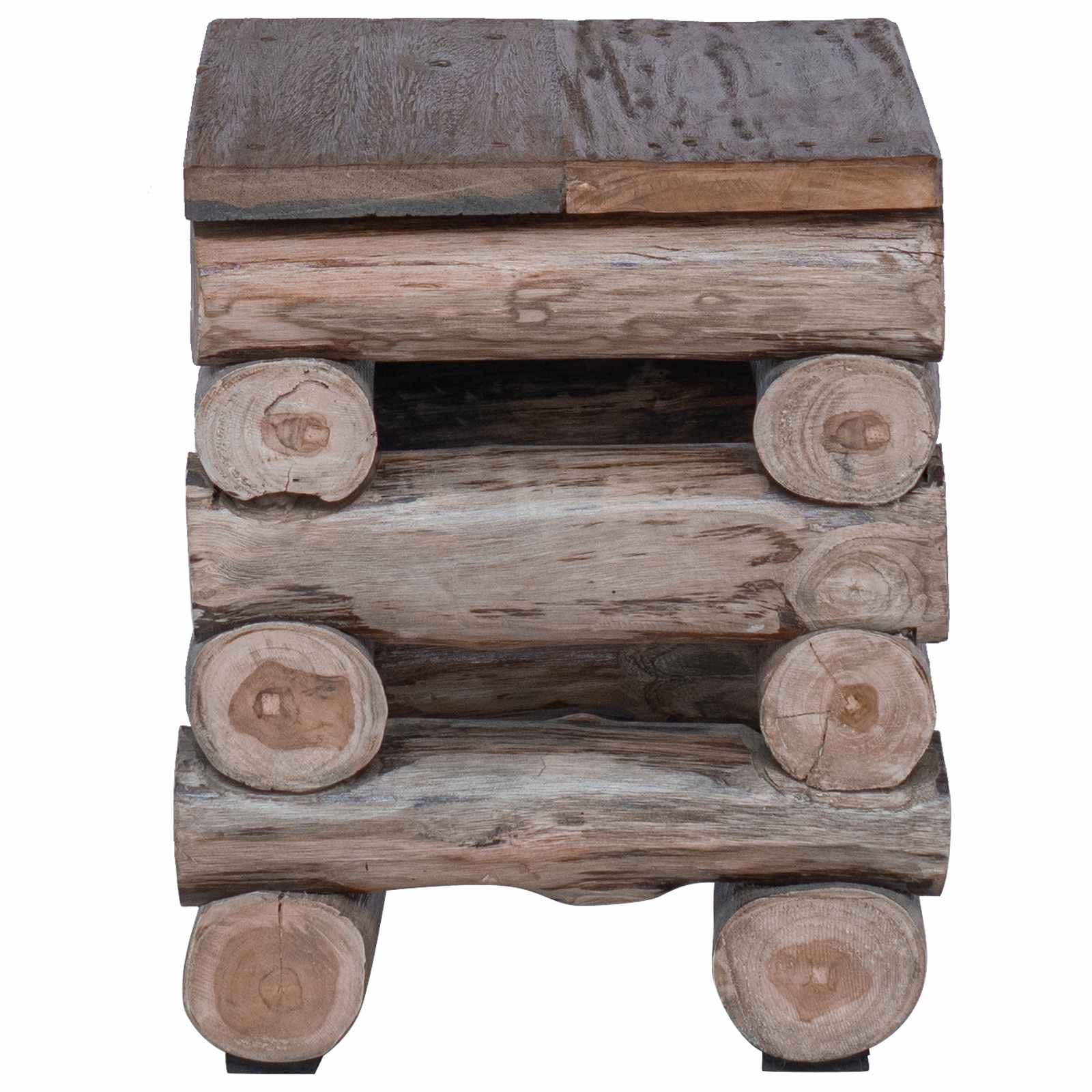 Kruk Naturel 30 x 30 x 38 cm Massief Teakhout