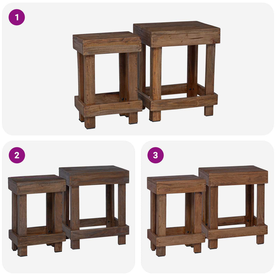 Plantenstandaard 2 pcs Bruin 70 x 11 x 27 cm Mahoniehout