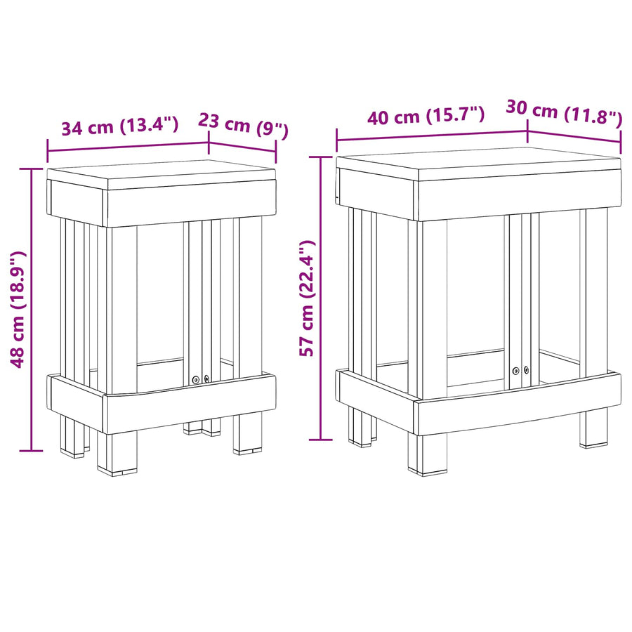 Plantenstandaard 2 pcs Bruin 70 x 11 x 27 cm Mahoniehout