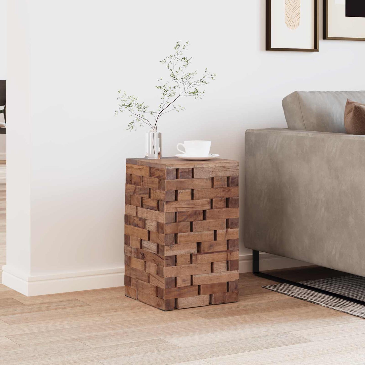 Kruk Naturel 29 x 29 x 48 cm Massief gerecycled hout