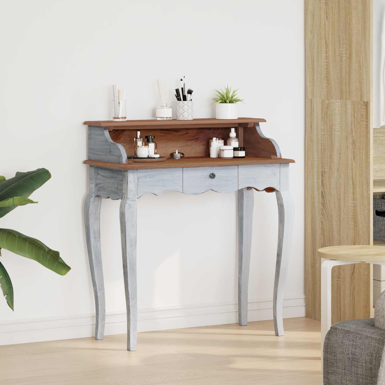 Bureau met lade Wit 80 x 40 x 92 cm Massief Mahoniehout