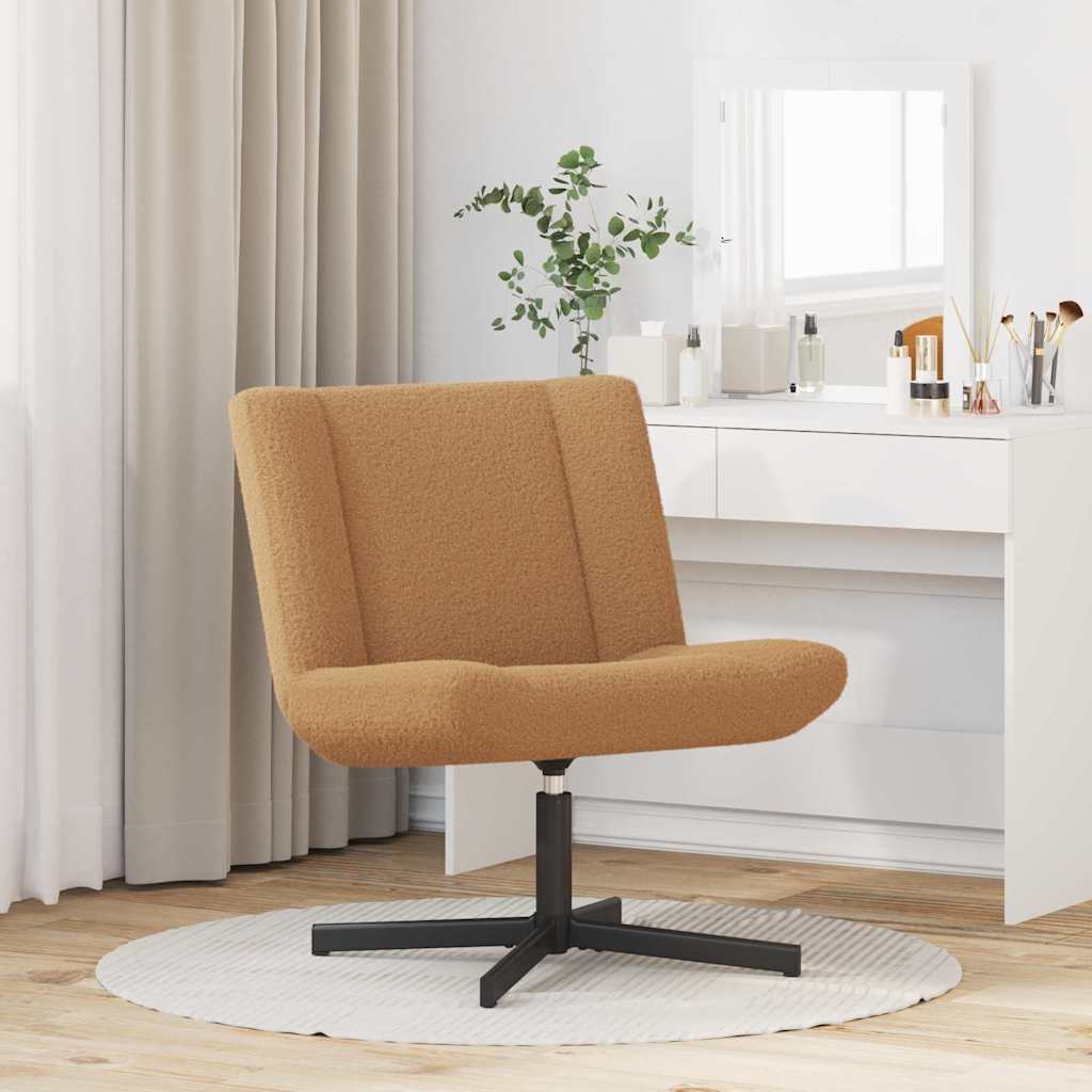 Draai Relaxstoel Beige Krullend Wolachtige Stof