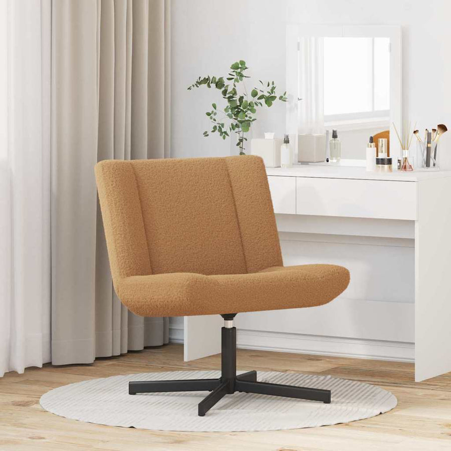 Draai Relaxstoel Beige Krullend Wolachtige Stof