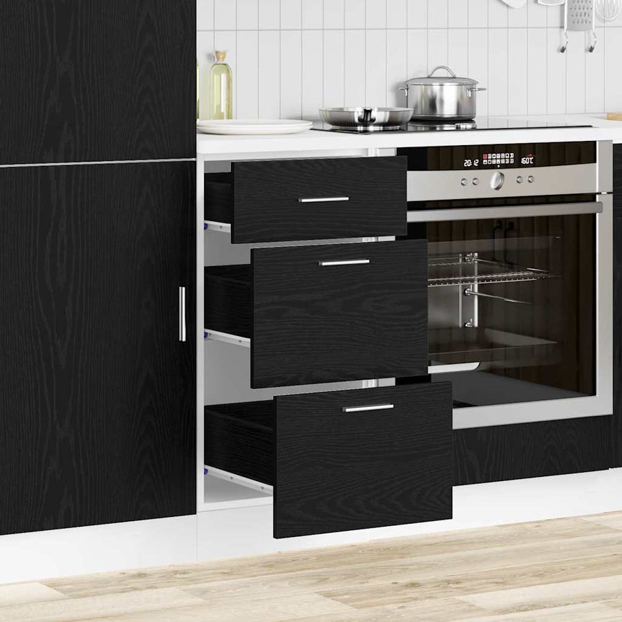 Keukenonderkast Riga Zwart Eiken 40 x 46 x 81,5 cm Bewerkt hout