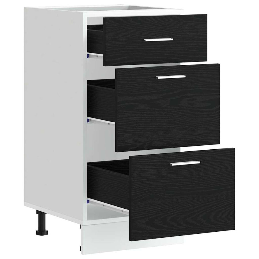 Keukenonderkast Riga Zwart Eiken 40 x 46 x 81,5 cm Bewerkt hout