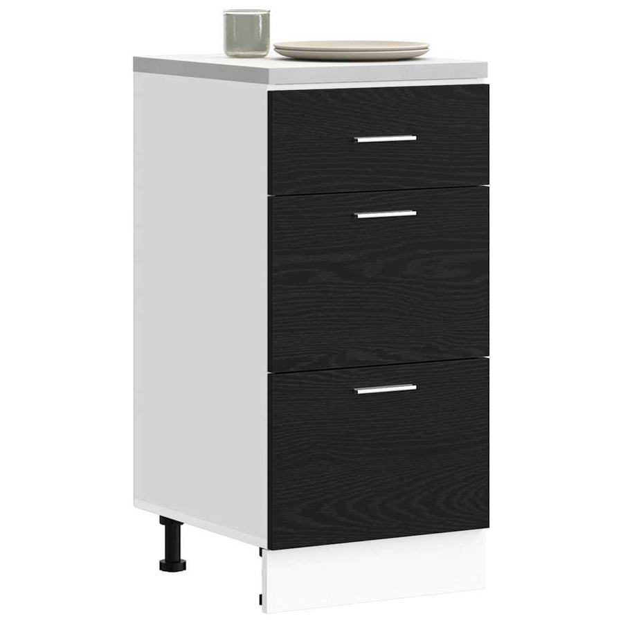 Keukenonderkast Riga Zwart Eiken 40 x 46 x 81,5 cm Bewerkt hout