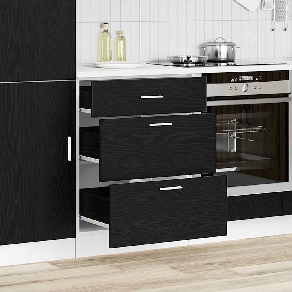 Keukenonderkast Riga Zwart Eiken 60 x 46 x 81,5 cm Bewerkt hout