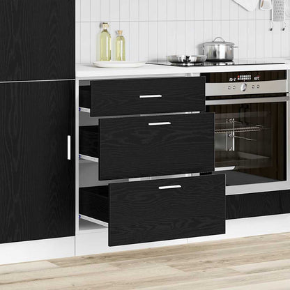 Keukenonderkast Riga Zwart Eiken 60 x 46 x 81,5 cm Bewerkt hout