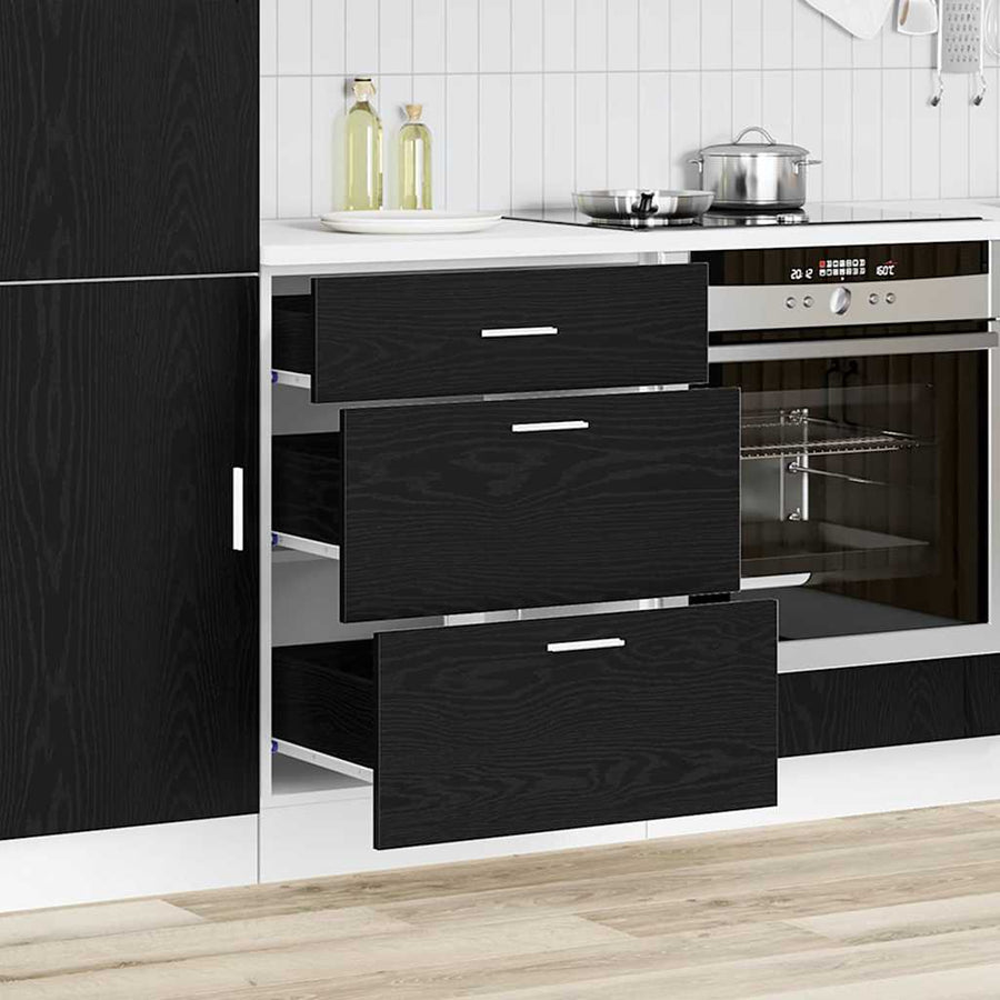 Keukenonderkast Riga Zwart Eiken 60 x 46 x 81,5 cm Bewerkt hout