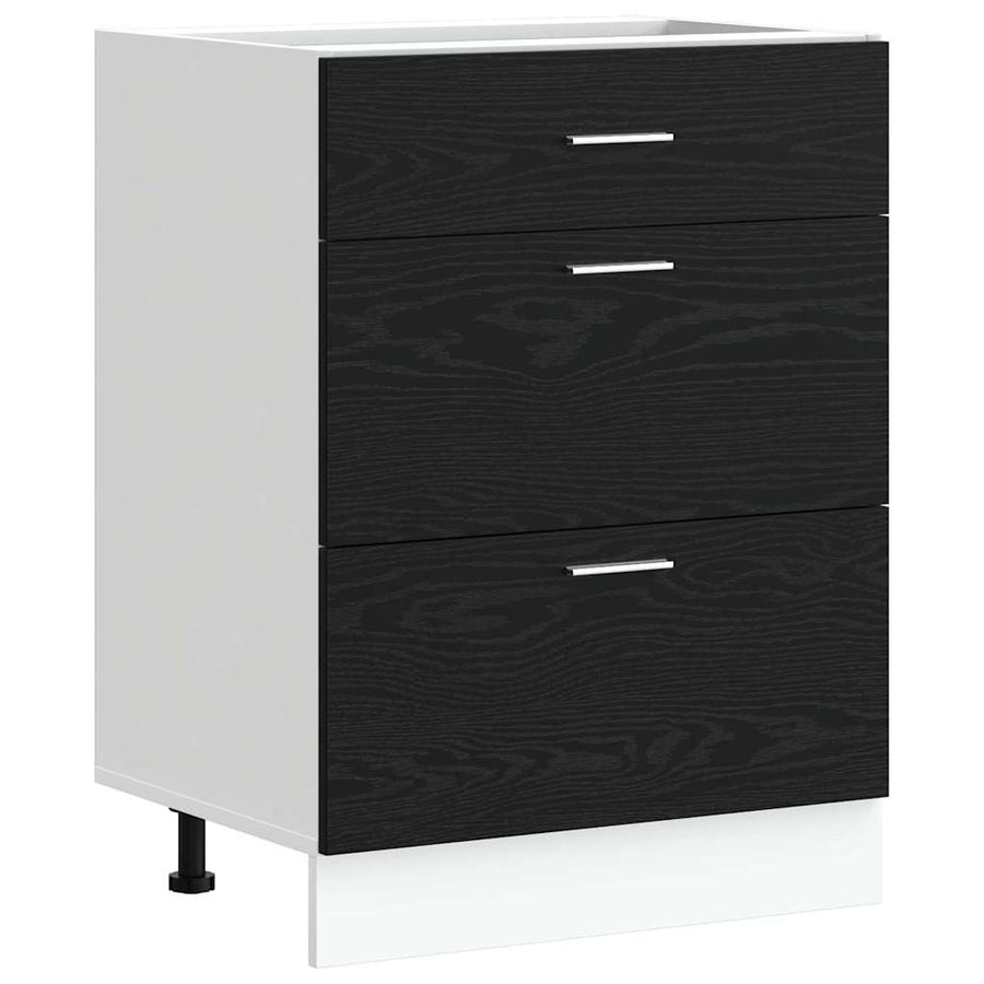 Keukenonderkast Riga Zwart Eiken 60 x 46 x 81,5 cm Bewerkt hout