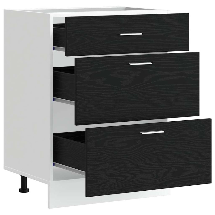 Keukenonderkast Riga Zwart Eiken 60 x 46 x 81,5 cm Bewerkt hout