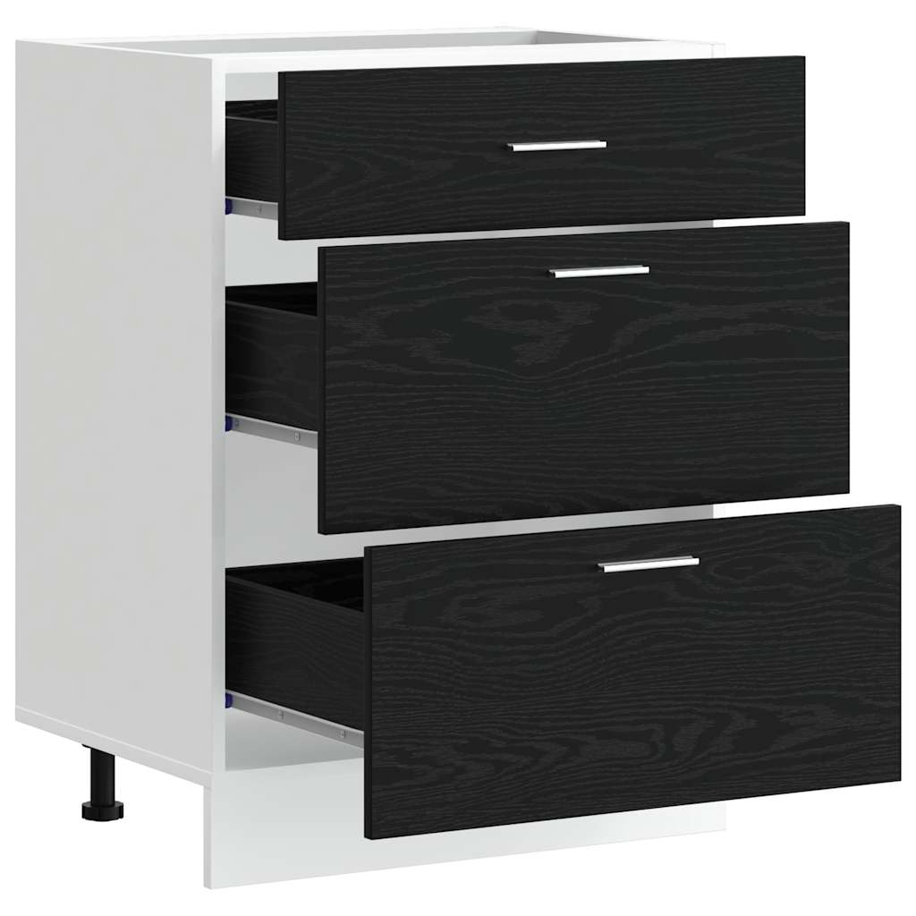 Keukenonderkast Riga Zwart Eiken 60 x 46 x 81,5 cm Bewerkt hout