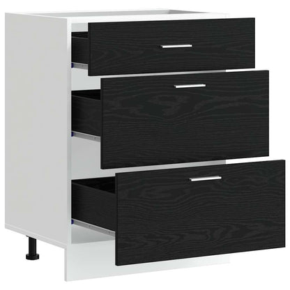 Keukenonderkast Riga Zwart Eiken 60 x 46 x 81,5 cm Bewerkt hout