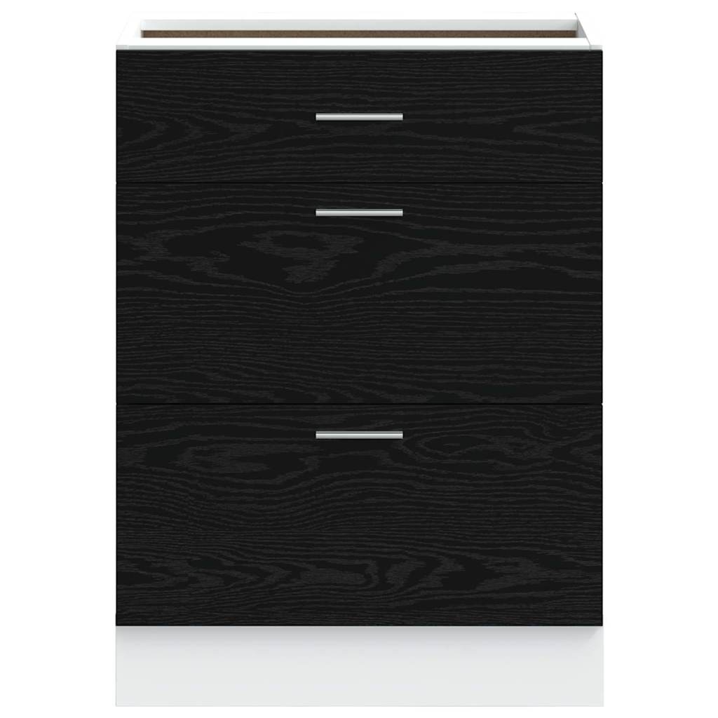 Keukenonderkast Riga Zwart Eiken 60 x 46 x 81,5 cm Bewerkt hout