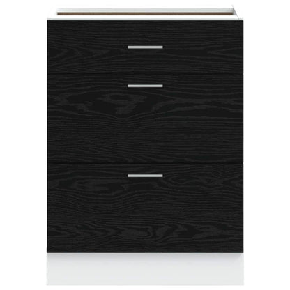 Keukenonderkast Riga Zwart Eiken 60 x 46 x 81,5 cm Bewerkt hout
