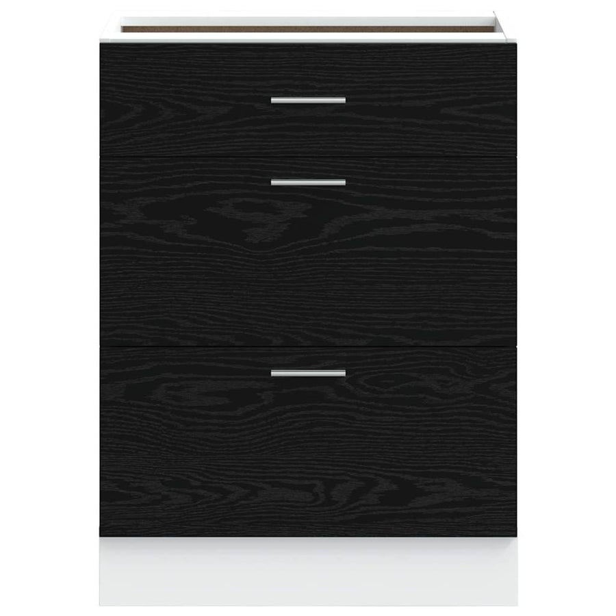Keukenonderkast Riga Zwart Eiken 60 x 46 x 81,5 cm Bewerkt hout