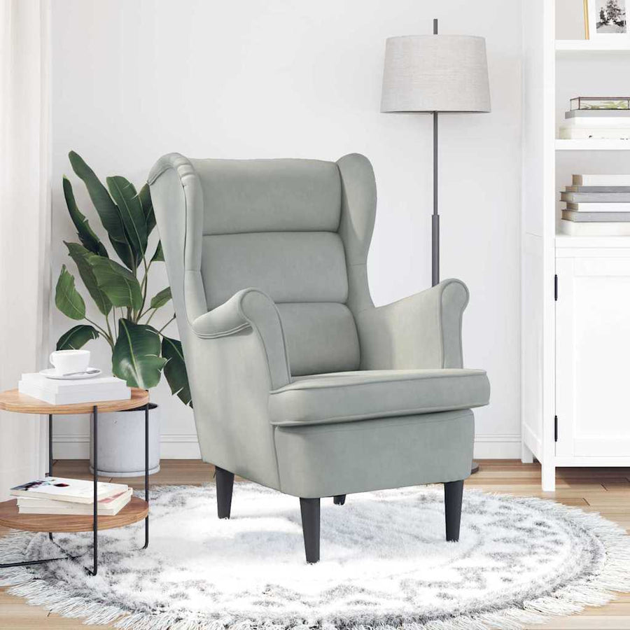 Fauteuil Lichtgrijs 71 x 92 x 91 cm Fluweel