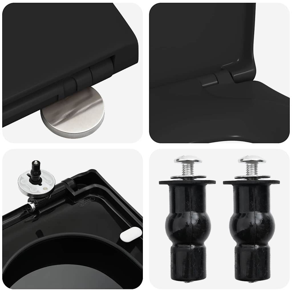 Toiletzitting Zwart 48 x 36.5 x 4.5 cm Polypropyleen