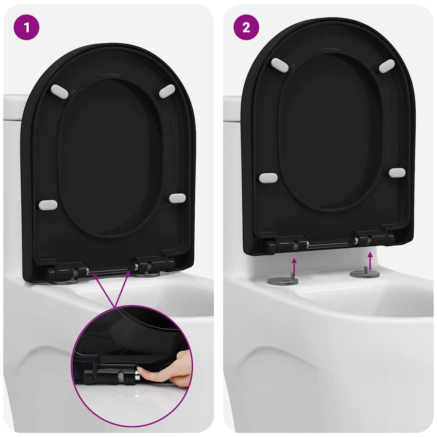 Toiletzitting Zwart 48 x 36.5 x 4.5 cm Polypropyleen