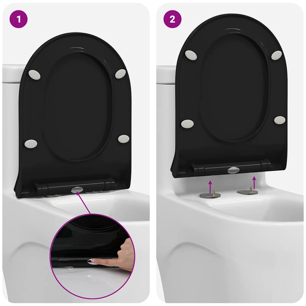 Toiletzitting Zwart 48.5 x 36 x 5 cm Polypropyleen