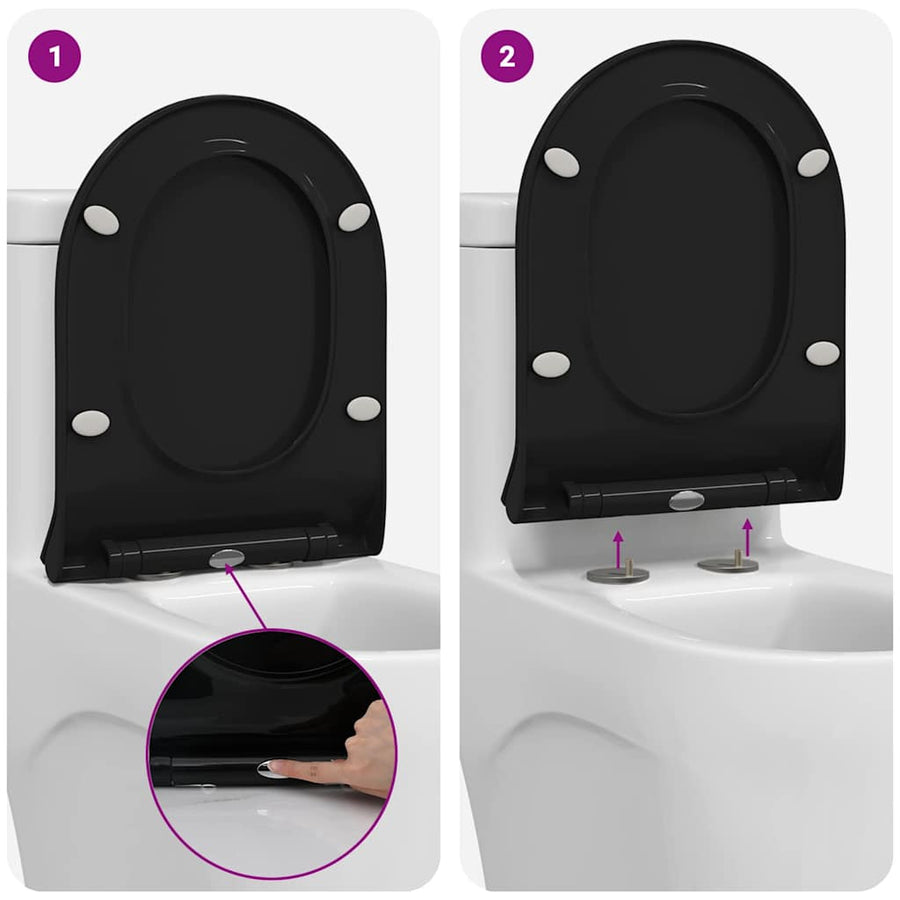 Toiletzitting Zwart 48.5 x 36 x 5 cm Polypropyleen