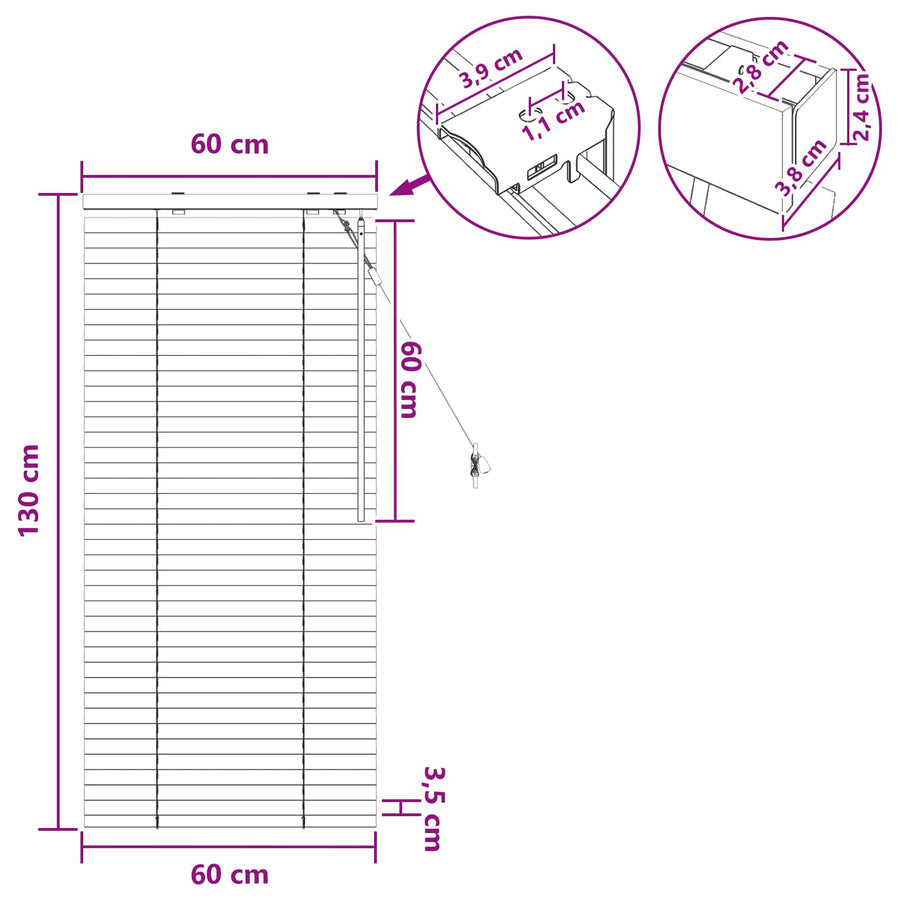 Jaloezie Eiken Look 60 x 130 cm 35 mm Massief Paulowniahout
