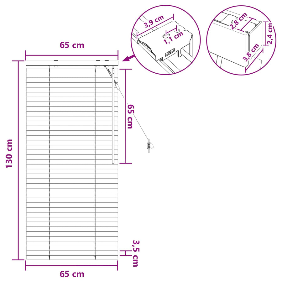 Jaloezie Eiken Look 65 x 130 cm 35 mm Massief Paulowniahout