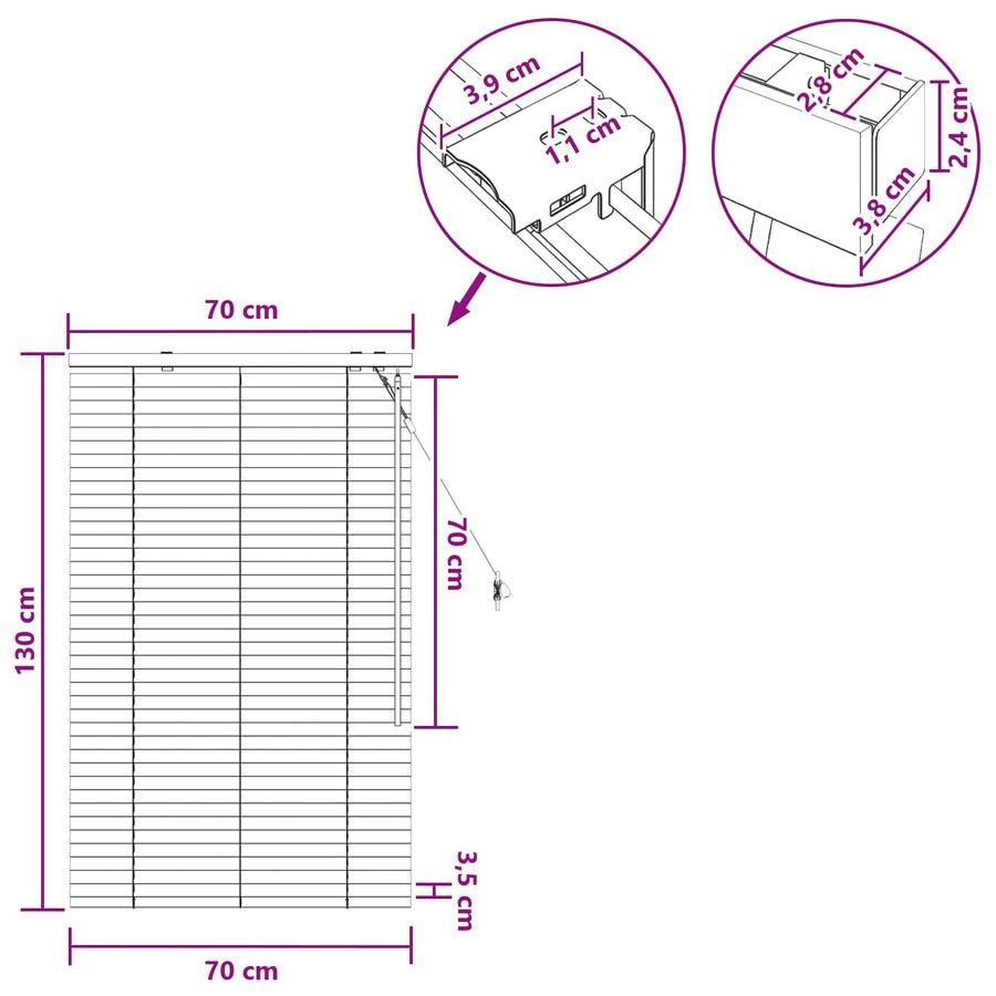Jaloezie Eiken Look 70 x 130 cm 35 mm Massief Paulowniahout