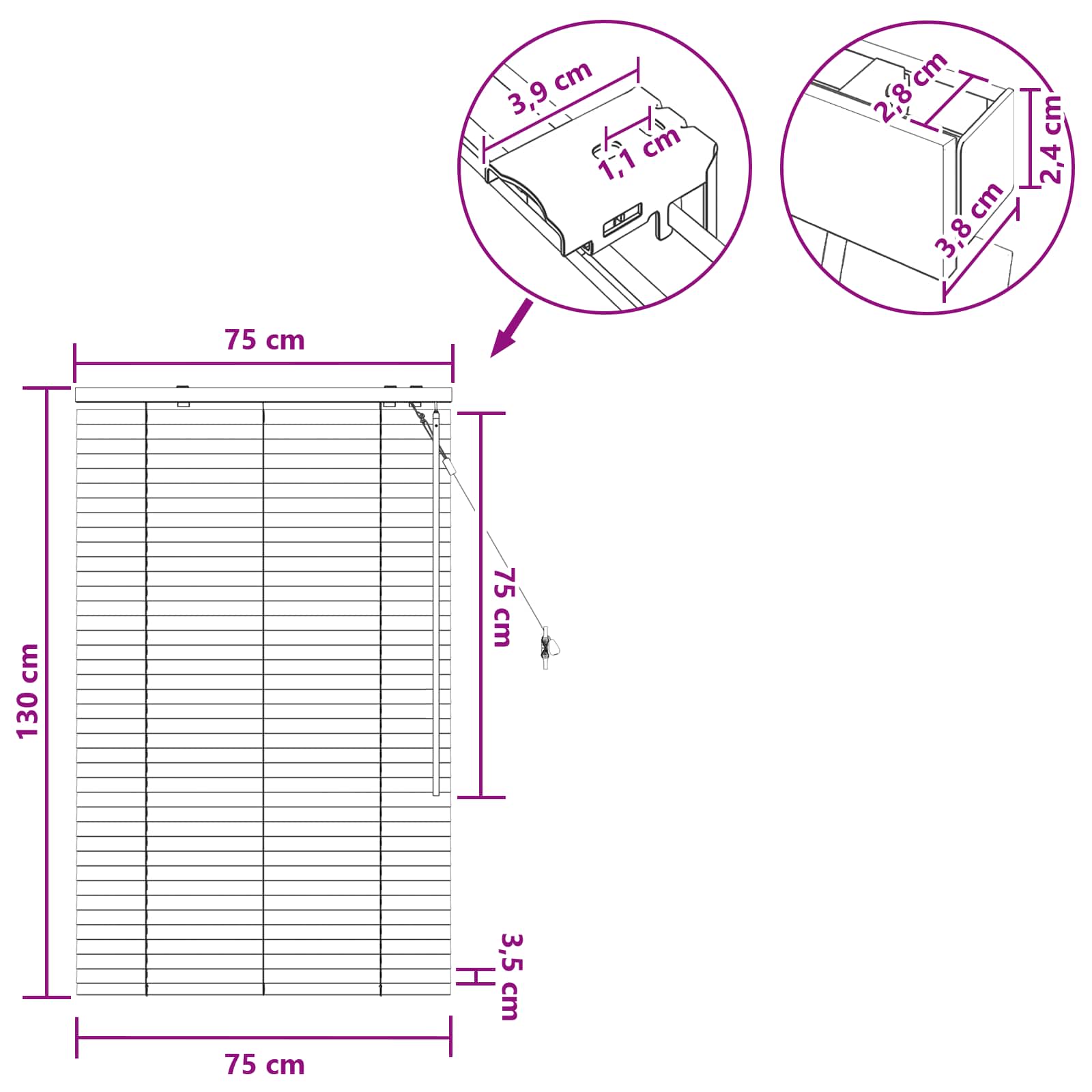 Jaloezie Eiken Look 75 x 130 cm 35 mm Massief Paulowniahout