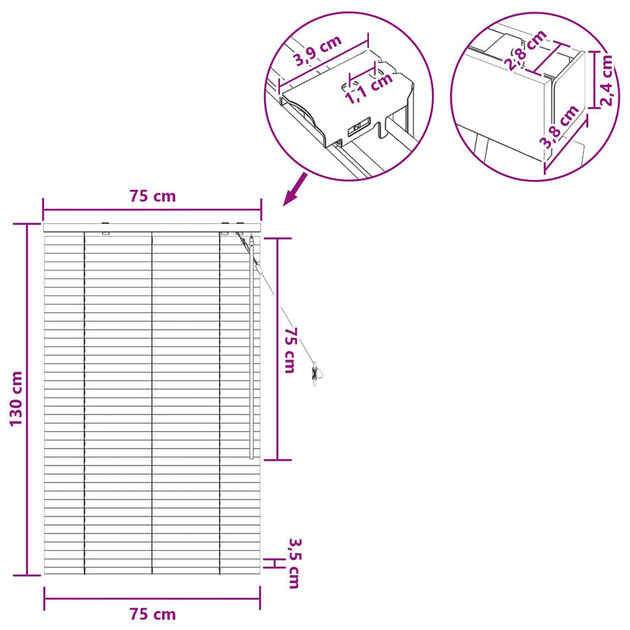 Jaloezie Eiken Look 75 x 130 cm 35 mm Massief Paulowniahout