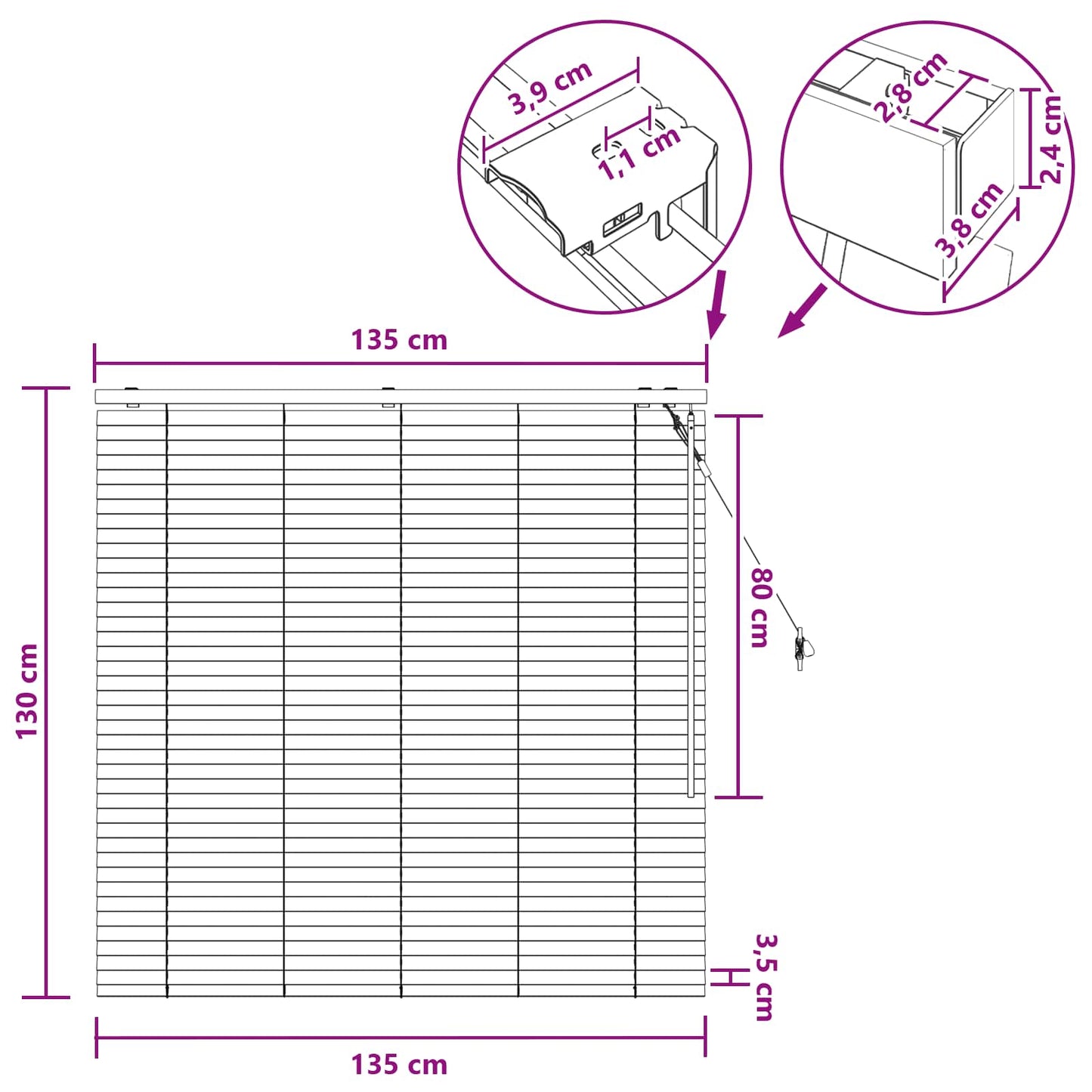 Jaloezie Eiken Look 135 x 130 cm 35 mm Massief Paulowniahout