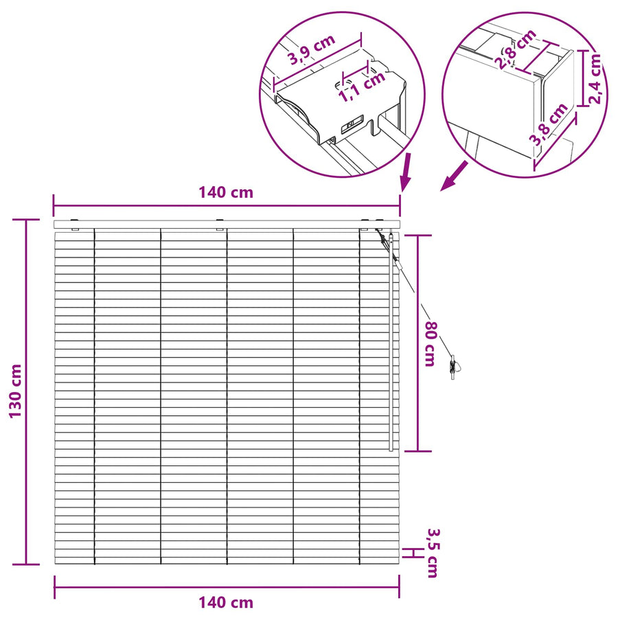 Jaloezie Eiken Look 140 x 130 cm 35 mm Massief Paulowniahout