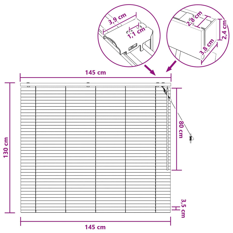 Jaloezie Eiken Look 145 x 130 cm 35 mm Massief Paulowniahout